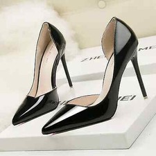 Stiletto Scarpe decolte sandali eleganti lucido pelle sintetica 11 nero 1189
