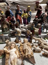 Lotto di vecchie statuine per presepe da restaurare- natale-natività