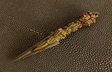 Piccolo, Ma Molto Raffinato TIBET. Phurba In Bronzo, 3 Colori, Capolavoro! 15cm