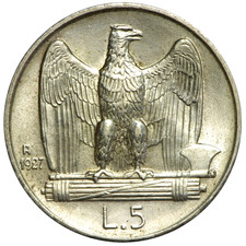 Italia 5 lire 1927 Aquilino 2