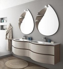 ARREDO BAGNO MOBILE URBAN UC08 cm.170 DOPPIO LAVABO TRANCHE' ROVERE SCURO E BCO