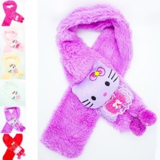 Sciarpa cartone animato invernale bambini Hello Kitty morbida calda pelliccia finta regalo di Natale
