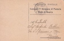 A4189) WW1 FRANCHIGIA PRIVATA COMANDO 1 DIVISIONE DI FANTERIA.