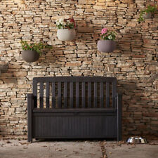 Cassapanca per esterno con vano contenitore. Panchina baule da giardino resina