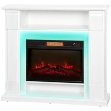 HOMCOM Camino Incassato Regolabile con Fiamma 3D, Timer e Telecomando Bianco