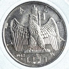 1942-R Italia 1 Lira Moneta x5