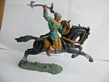 Hausser Elastolin Germany 8758 HUNNE+SPADA+TRECCIA+targa cavallo marrone nero RARO!