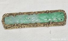 SPILLA ANTICA IN GIADA CINESE INTAGLIATA BEL SOSTEGNO IN FILIGRANA DORATA 