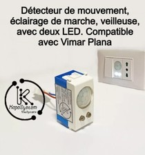 Détecteur de mouvement, éclairage de marche, veilleuse 2 LED Comp. Vimar Plana