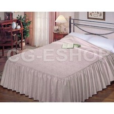 Copriletto leggero con volant classico primaverile estate damasco fiori rosa