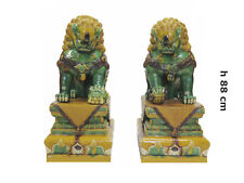 COPPIA CANI PHO FOO LEONI GUARDIA CINESI SHISHI GUARDIANI IMPERIALI CERAMICA