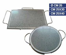 GRIGLIA BISTECCHIERA PIASTRA IN PIETRA LAVICA CON MANICI IN ACCIAIO 31741V
