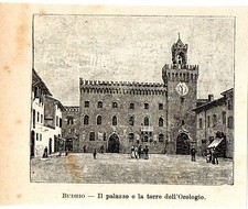 Stampa antica BUDRIO Piazza e