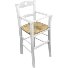 Seggiolone Bimbo in Legno Bianco con Seduta in Paglia – Artigianale Made in I...
