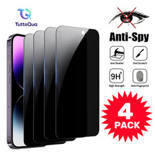 4x PELLICOLE VETRO TEMPERATO 9H PRIVACY ANTI SPIA APPLE IPHONE 12 13 14 15 16 17