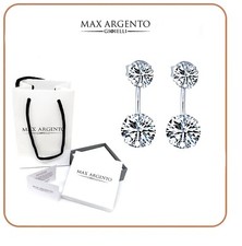 Orecchini  Punto Luce Curvo Con Zircone 6 mm e 8 mm Argento 925