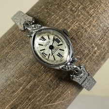 Orologio Vintage Vulcain Donna 17 Jewels Argento Espansione Ovale Carica Meccanica 15mm 6"