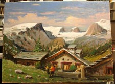 MARIO FUMIA (1931-2013) OLIO SU TELA / CASETTE SOTTO IL MONTE ROSA / cod. 20041