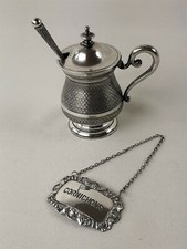 Christofle CHARLES HALPHEN French Silver Plate  mustard pot Decanter Label XIXe