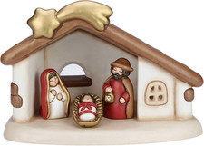 THUN® - Presepe Completo Set Capanna: Sacra Famiglia - Versione Rossa - Statuine