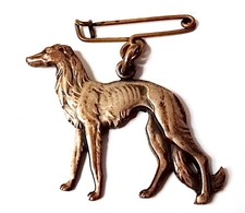 CANE LEVRIERO - Borzoi dog 60s italy spilla metallo argentato - pin  brooche