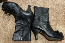 STIVALETTI CHIE MIHARA VINTAGE PELLE METÀ POLPACCIO IN NERO FIOCCO ANTERIORE 39 8-8,5 SPAGNA