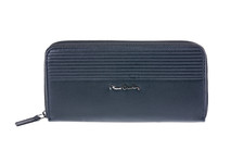 Portafoglio in pelle con cerniera da donna Pierre Cardin nero