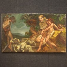Grande dipinto mitologico Diana cacciatrice XX secolo quadro olio su tela