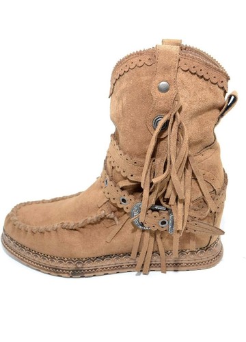 Stivaletto indianino con zeppa - con,