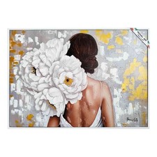 Dipinto a Mano su Stampa 104x74 cm Ninfa Floreale Made in Italy