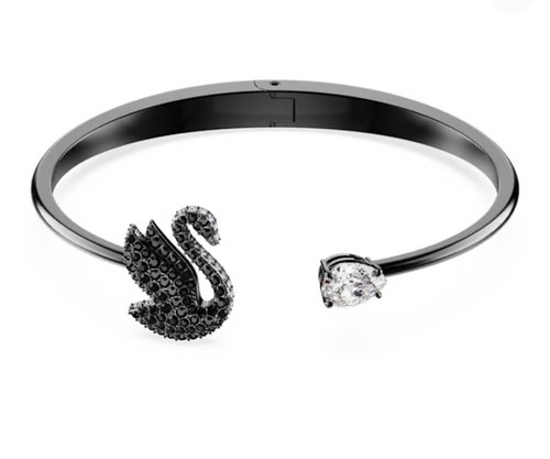 Bracciale swarovski swan nero - bracciale,