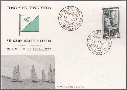 Cartolina circolo rimini - circolo, 1953
