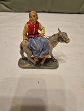 presepe confalonieri donna su asino in composizione cm 10.5 anni 50 