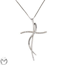 Collana oro bianco 18 kt 750 croce diamanti 0,06 ct -383/vv-