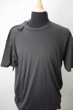 T-shirt Giorgio Armani etichetta nera tinta unita grigio misto cotone 48 NUOVA