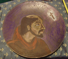 SAN FRANCESCO Grande piatto ceramica umbra dipinto a mano firmato ROSSI ASSISI