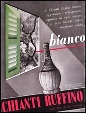 PUBBLICITA' 1939  VINO CHIANTI RUFFINO BIANCO FIASCO PONTASSIEVE WINE BAR ARREDO