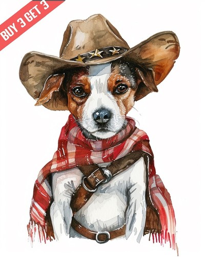 Stampa acquerello cane - , jack
