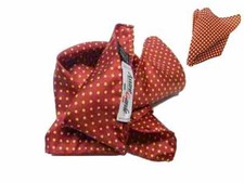 POCHETTE uomo SETA bordeaux POIS arancio Fazzoletto da tashino GIACCA MADE ITALY