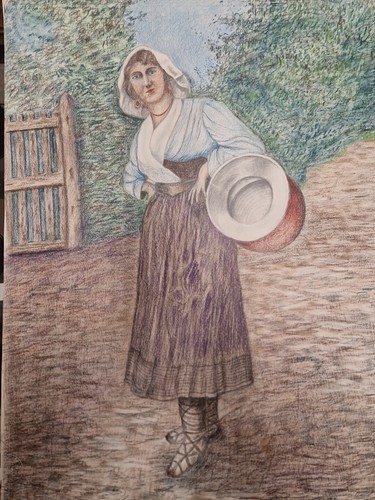 Disegno donna con brocca - con,
