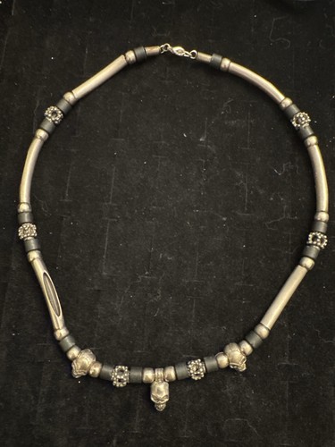 Collana teschio tono argento - teschio,