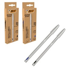 1 Penna Con 2 Ricariche Bic Cristal Re-New Ricaricabile Metallizzata 1 Mm 3492