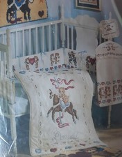 Copriculla Timbrato Punto Croce Kit Nuovo Bucilla 33"x42" Teddy su Giostra