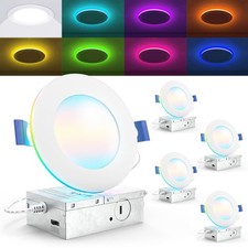 Sunco 4 Pack 4 Inch Ultra Thin Recessed Ceiling Lights with Night Light, Tuna...