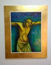 QUADRO DIPINTO OLIO SU TELA PITTORE MICHELE RUSSO "CRISTO" SGARLATA GUTTUSO
