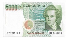 CARTAMONETA ITALIA REPUBBLICA - BANCONOTA LIRE 5.000 (V. BELLINI) - QUALITA' MB