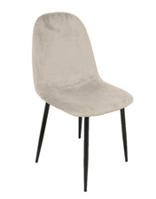 SEDIA VELLUTO BEIGE PIEDI NERO