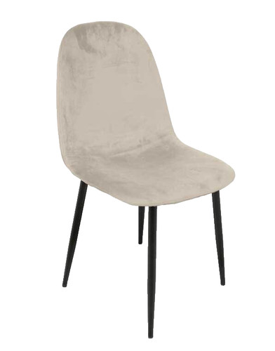 Sedia velluto beige piedi - beige,