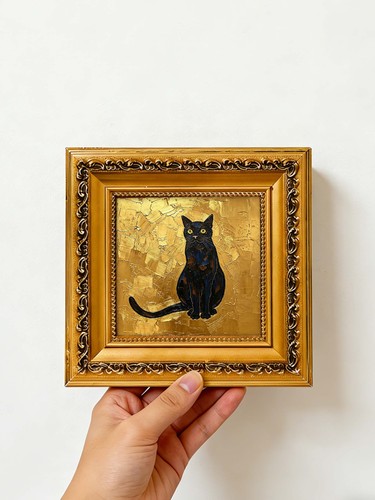 Ritratto gatto nero seduto - ritratto,