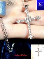 Collana Donna Argento Rod SWAROVSKI ORIGINALI Crocifisso Rosario Croce Oro amen
